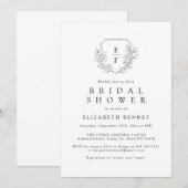 Minimalistische Cherry Blossom Monogram Crest Brid Kaart (Voorkant / Achterkant)