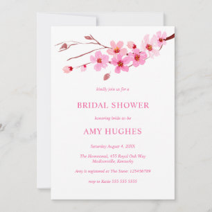 Minimalistische Cherry Blossom Roze Vrijgezellenfe Kaart