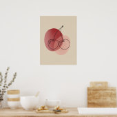 Minimalistische Cherry Line Art Poster (Keuken)