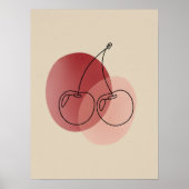 Minimalistische Cherry Line Art Poster (Voorkant)