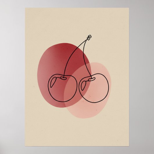 Minimalistische Cherry Line Art Poster (Voorkant)
