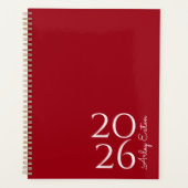 Minimalistische Cherry Red Custom Persoonlijk Maan Planner (Voorkant)