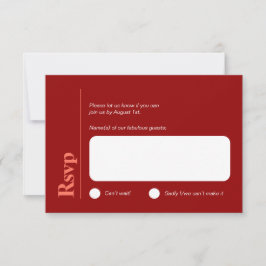 Minimalistische Cherry Red en White RSVP-kaart RSVP Kaartje