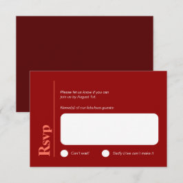Minimalistische Cherry Red en White RSVP-kaart RSVP Kaartje
