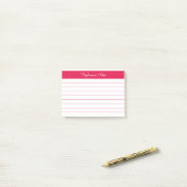 Minimalistische Cherry Red, persoonlijk gelinkt Post-it® Notes (Op bureau)