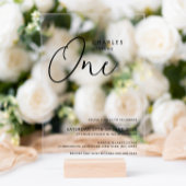 Minimalistische Chic 1e verjaardag Acryl Uitnodigingen