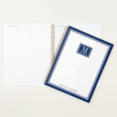 Minimalistische Chic 2 Rand Monogram Naam Navyblau Planner (Display)