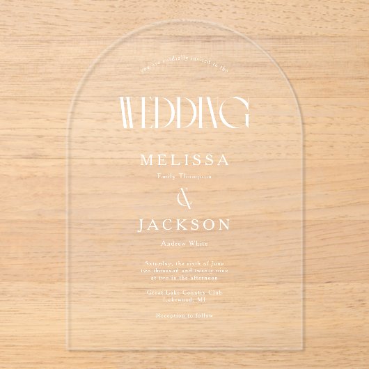 Minimalistische Chic Arch bruiloft uitnodiging (Voorkant)