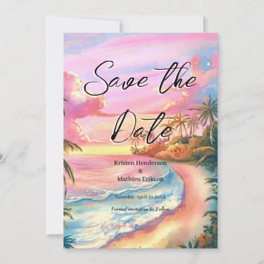 Minimalistische Chic Beach bruiloft Save The Date (Voorkant)