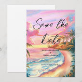 Minimalistische Chic Beach bruiloft Save The Date (Voorkant / Achterkant)