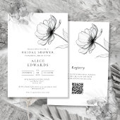 Minimalistische Chic Bloemencode QR Bruidsmeisje F Kaart