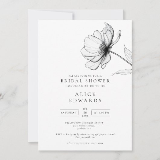 Minimalistische Chic Bloemencode QR Bruidsmeisje F Kaart (Voorkant)