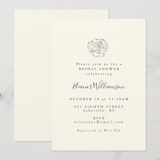 Minimalistische Chic Bloemtekening Boho Vrijgezell Kaart (Voorkant / Achterkant)