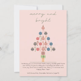 Minimalistische Chic Boho Boom Roze Kerstmis Feestdagenkaart