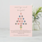 Minimalistische Chic Boho Tree Roze Kerstmis Feestdagenkaart (Staand voorkant)