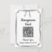 Minimalistische Chic Bow Honeymoon Fund QR Code Ka (Voorkant)
