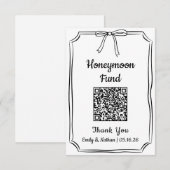 Minimalistische Chic Bow Honeymoon Fund QR Code Ka (Voorkant / Achterkant)