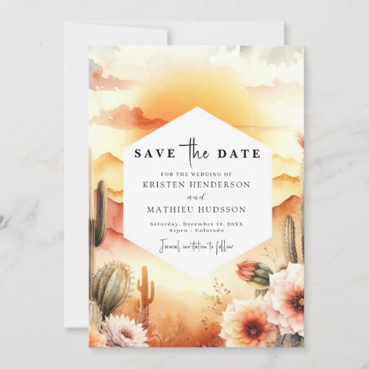 Minimalistische Chic Cactus bruiloft Save The Date (Voorkant)