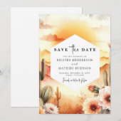 Minimalistische Chic Cactus bruiloft Save The Date (Voorkant / Achterkant)