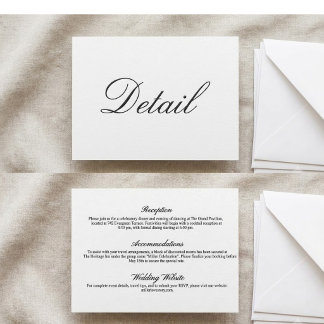 Minimalistische Chic Calligrafie Huwelijksdetails Kaart