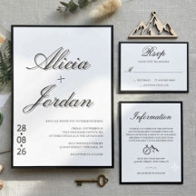 Minimalistische chic calligrafie trouwuitnodiging