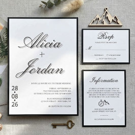 Minimalistische chic calligrafie trouwuitnodiging kaart