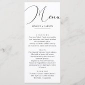 Minimalistische Chic Calligraphy Script Trouwdiner Menu (Voorkant)