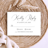 Minimalistische Chic Calligraphy Script Wedding RSVP Kaartje