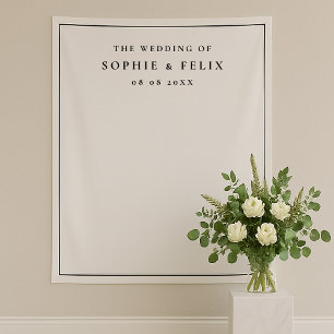 Minimalistische Chic Elegante Trouwdag Foto Achter Wandkleed