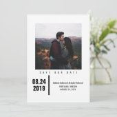 Minimalistische Chic Foto Save the Date | Zwart (Staand voorkant)