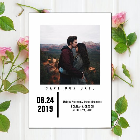 Minimalistische Chic Foto Save the Date | Zwart
