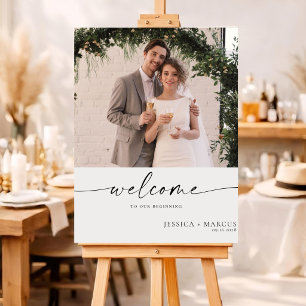 Minimalistische Chic Huwelijks Welkomstbord Foto P Poster