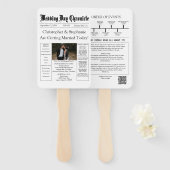 Minimalistische Chic Krant Trouwprogramma QR Code Handwaaier (Voorkant en achterkant)