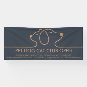 Minimalistische Chic Lijn Hond en Kat Logo Spandoek
