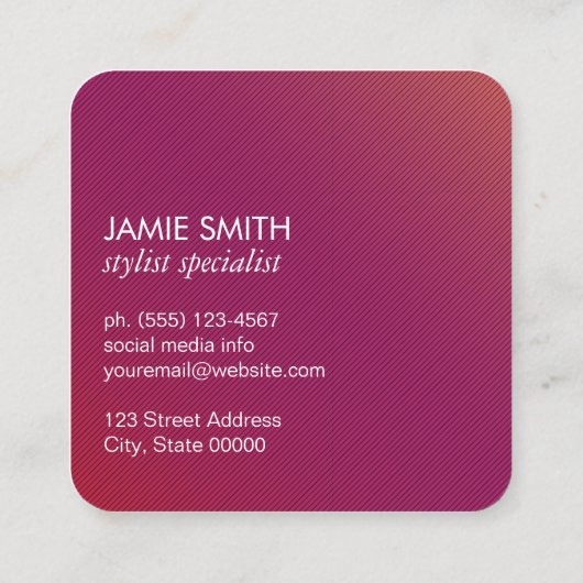 Minimalistische Chic Magenta Vierkante Visitekaartje (Achterkant)