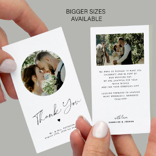 Minimalistische chic MINI SIZE foto bruiloft bedan Notitiekaartje