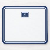Minimalistische Chic Navy Blauwe Monogram Dubbele Muismat (Voorkant)