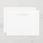 Minimalistische Chic Pastel Green 2 Script Monorgr Notitiekaartje (Voorkant / Achterkant)