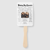 Minimalistische Chic QR-code Krant Huwelijksprogra Handwaaier (Voorkant)