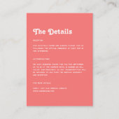 Minimalistische Chic Retro Koraal Roze bruiloft De Informatiekaartje (Voorkant)