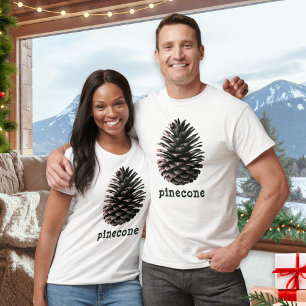 Minimalistische Chic Rustieke Denneappel Kerstmis T-shirt