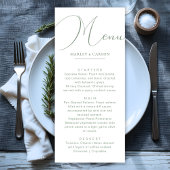 Minimalistische Chic Sage Green bruiloft diner Menu