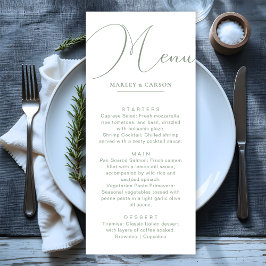 Minimalistische Chic Sage Green bruiloft diner Menu