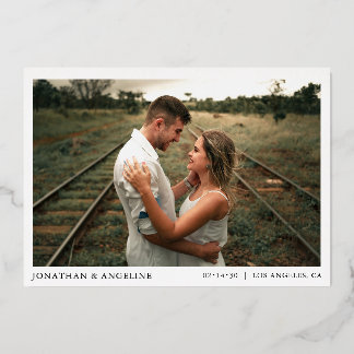 Minimalistische Chic Save The Date Trouwfoto Goud Folie Uitnodiging