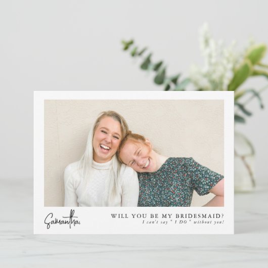 Minimalistische Chic Script Foto Bruidsmeisje Voor (Staand voorkant)