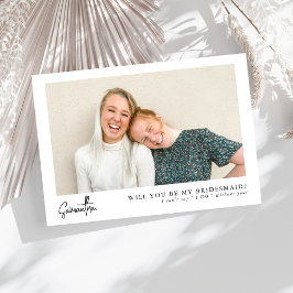 Minimalistische Chic Script Foto Bruidsmeisje Voor