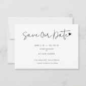 Minimalistische Chic Script Hart Moderne Trouwdag Save The Date (Voorkant)