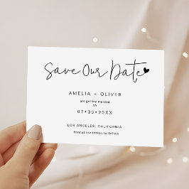 Minimalistische Chic Script Hart Moderne Trouwdag Save The Date
