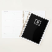 Minimalistische Chic Twee Rand Monogram Naam Zwart Planner (Display)