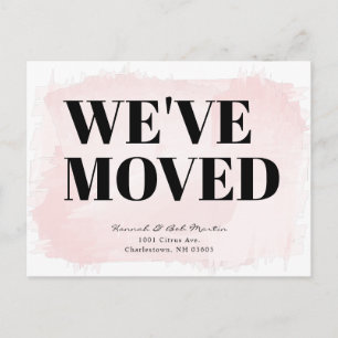 Minimalistische Chic Waterverf Blush Pink Moving Aankondigingskaart
